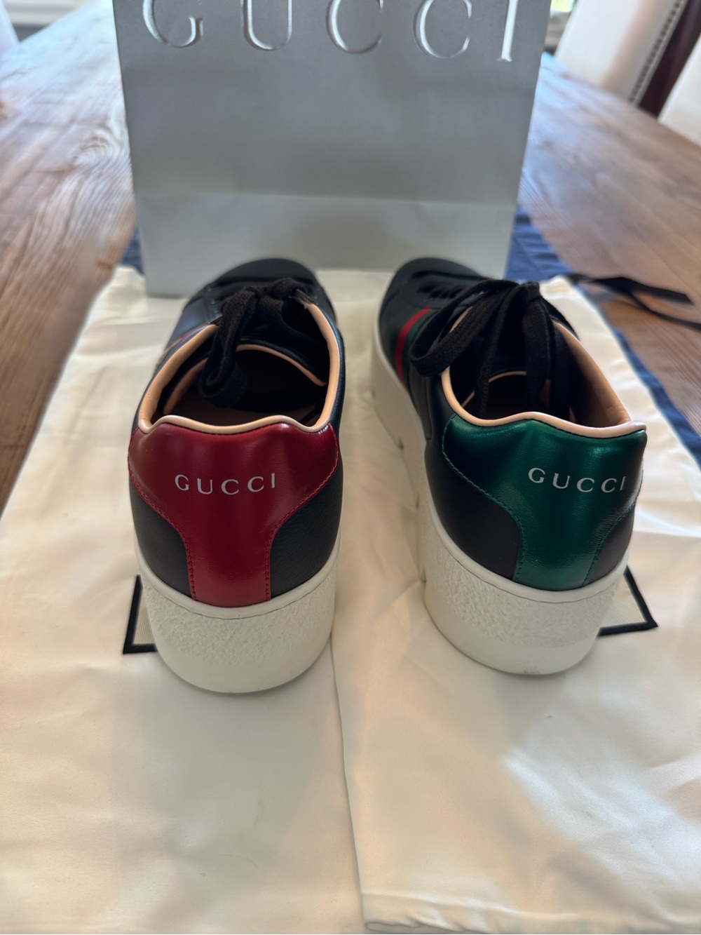 Gucci Black Leather Ace Bee Platform Sneaker Size 39 - Picture 4 of 8